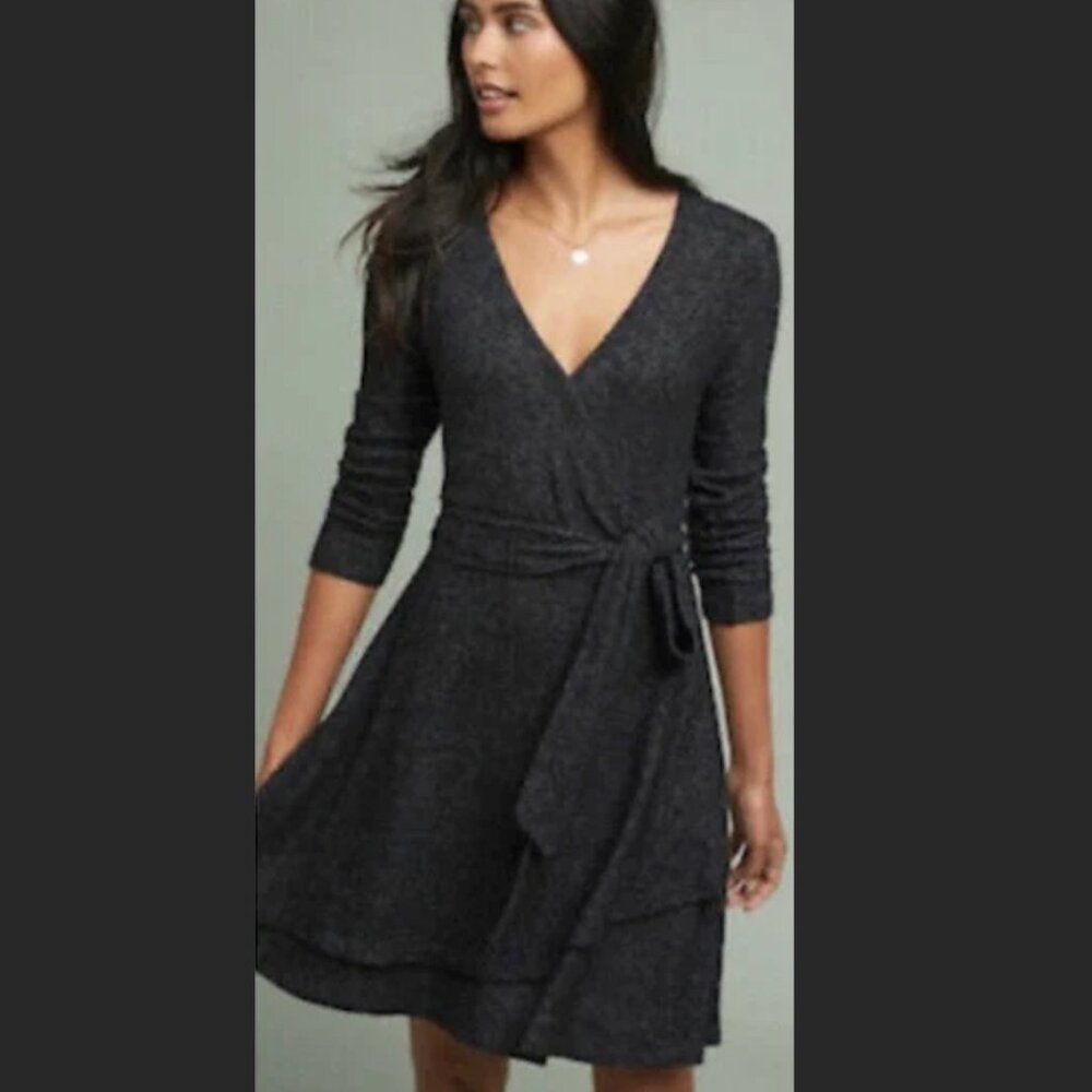 SATURDAY SUNDAY Anthropologie Wrap Surplice Fleece Dress, Size Small